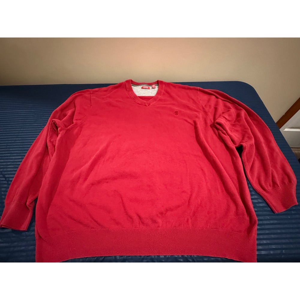 IZOD Mens Red V-Neck Cotton Pullover Sweater 3XLT Big and Tall Long Sleeve